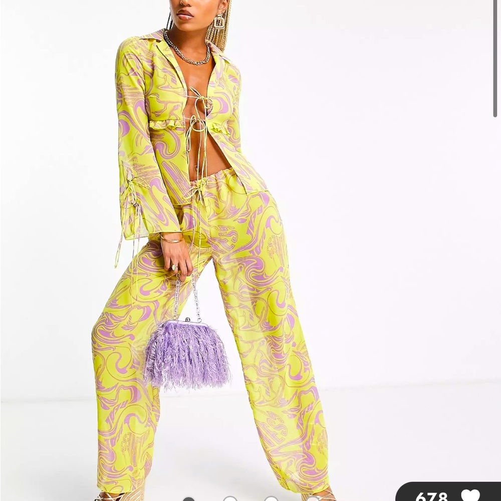 ASYOU chiffon tie bold abstract graphic set